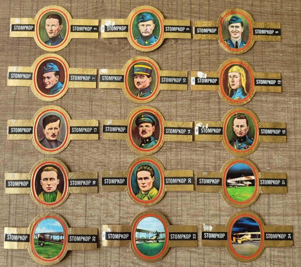15 oude sigarenbandjes: Allied Air-Forces 1914-1918, Verzamelen, Ophalen of Verzenden, Gebruikt, Sigarenbandjes