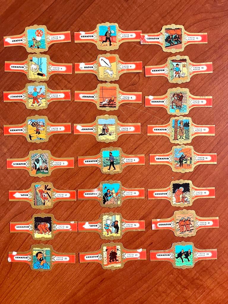 Tintin 24 Senator sigaarringen, Verzamelen, Rookartikelen, Aanstekers en Luciferdoosjes, Zo goed als nieuw, Sigarenbandjes, Ophalen of Verzenden