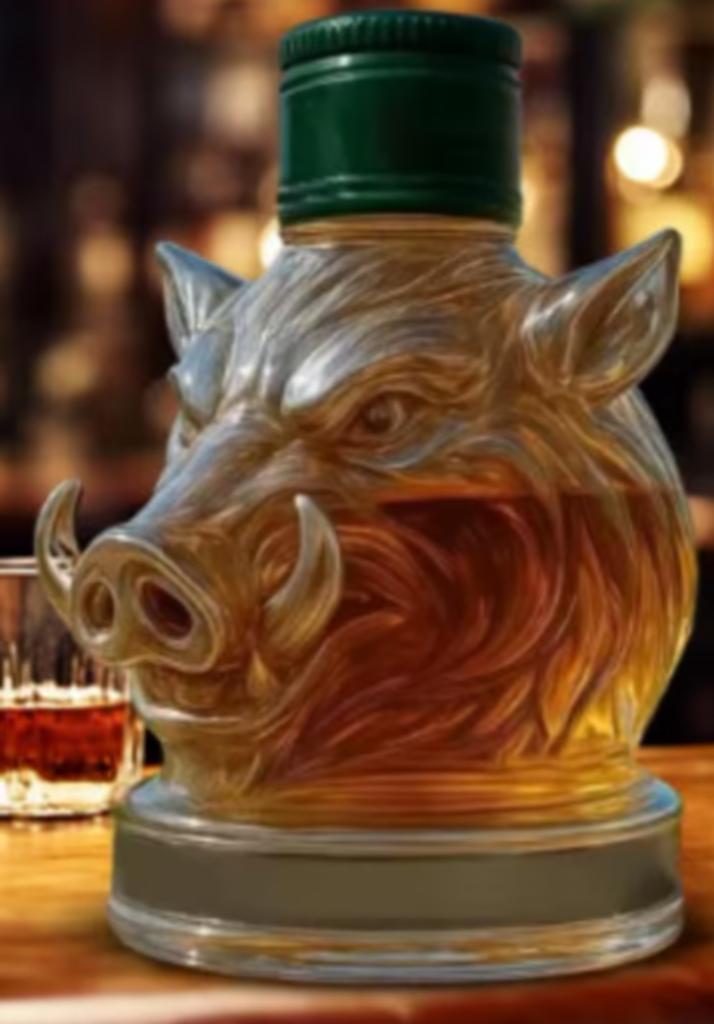 Prachtige glazen Whisky karaf Zwijn (320ml)