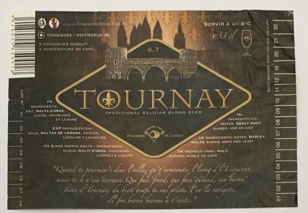 Étiquette de bière  Tournay Brasserie De Cazeau (2o8), Enlèvement ou Envoi, Utilisé, Autres types, Autres marques