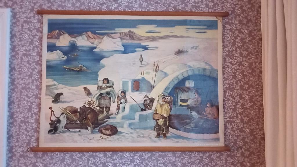 Oude schoolprent Eskimo's!!!, Ophalen of Verzenden
