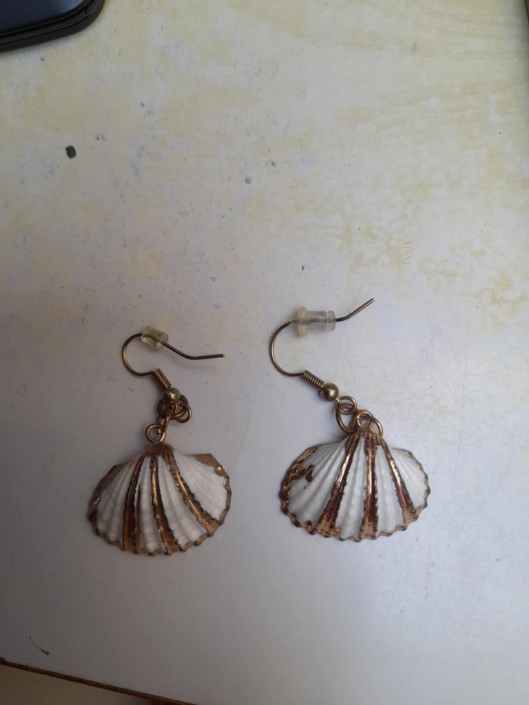 Oorringen  van schelpjes, Overige materialen, Beige, Ophalen of Verzenden, Hangers
