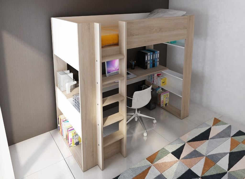Lit mezzanine avec bureau avec étiquettes et instructions, Enlèvement, Comme neuf, Lit mezzanine