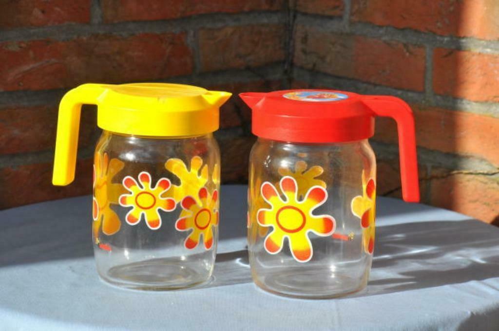 §2 pichets a limonade année 50, Maison & Meubles, Enlèvement ou Envoi, Verre, Utilisé, Autres types