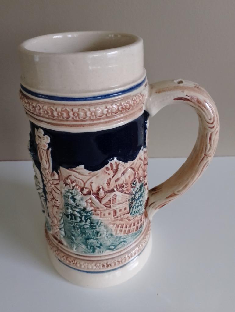 Bierpul, vintage drinkbeker met mooie decoratie, Antiek en Kunst, Ophalen of Verzenden