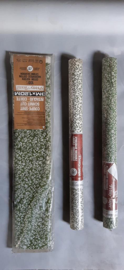 Papier peint lavable et rideaux assortis., Enlèvement, 50 à 75 m², Vert