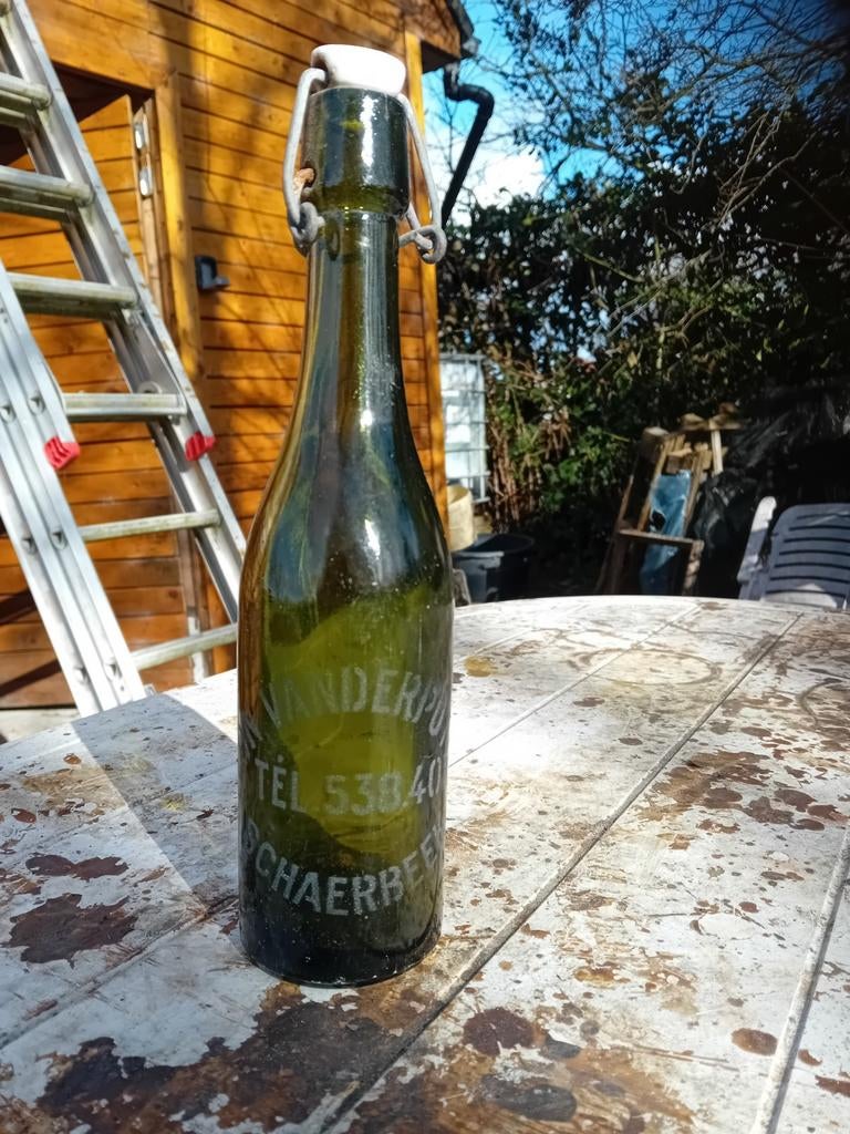 Ancienne bouteille de bière vintage Leon Vanderputten Schaer, Enlèvement ou Envoi