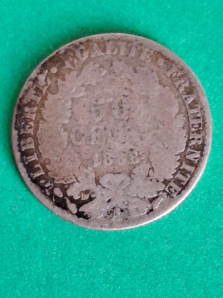 1888 A Frankrijk 50 centimes in zilver Ceres Parijs, Verzenden, Frankrijk, Losse munt, Zilver