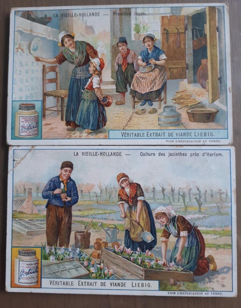 LIEBIG 2 Lithochromos La VIEILLE HOLLANDE S 857 a-c ed.Bel, Verzamelen, Foto's en Prenten, Gebruikt, Prent, Klederdracht, Voor 1940