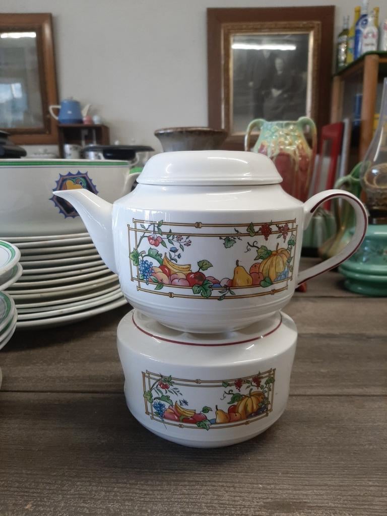 Théière avec réchaud Villeroy et Boch Décor "Mon jardin", Enlèvement ou Envoi