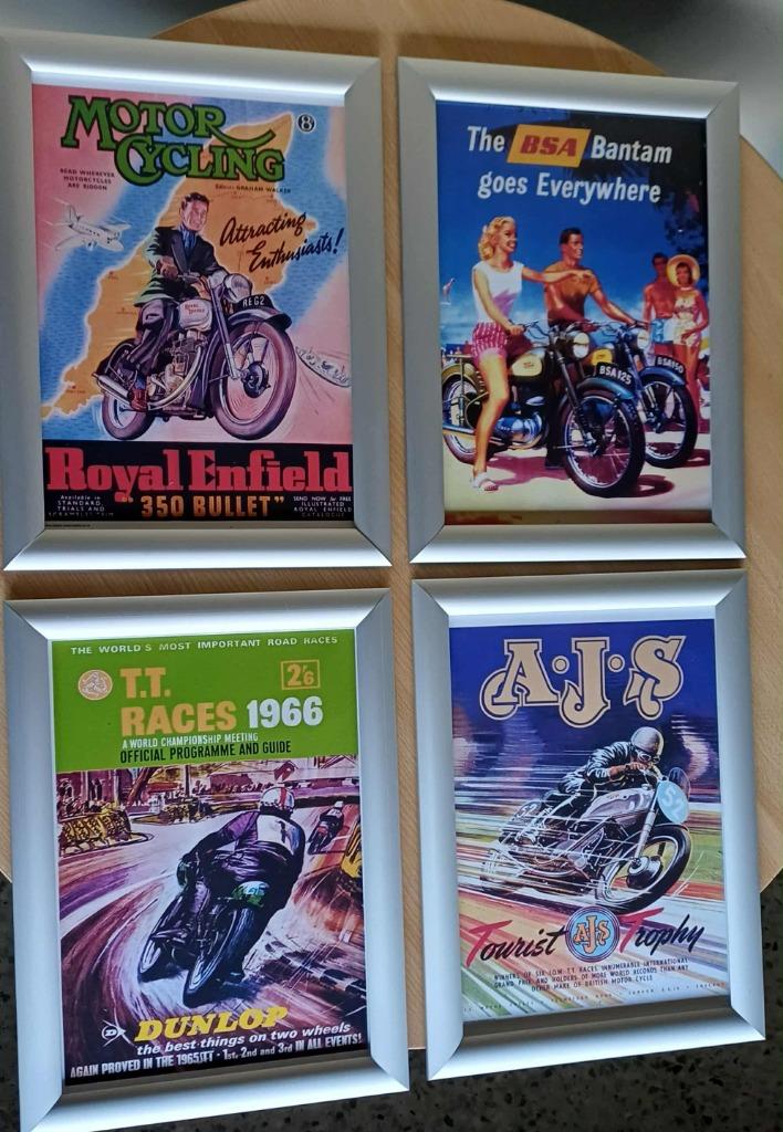 4 moto affiches in klikkader A4, Ophalen of Verzenden, Huis en Inrichting