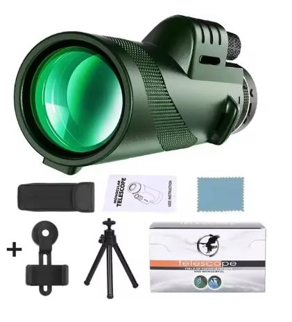 Monoculaire Telescoop – Met Statief & Telefoonclip 80x100 HD, Ophalen of Verzenden, Nieuw, Met statief
