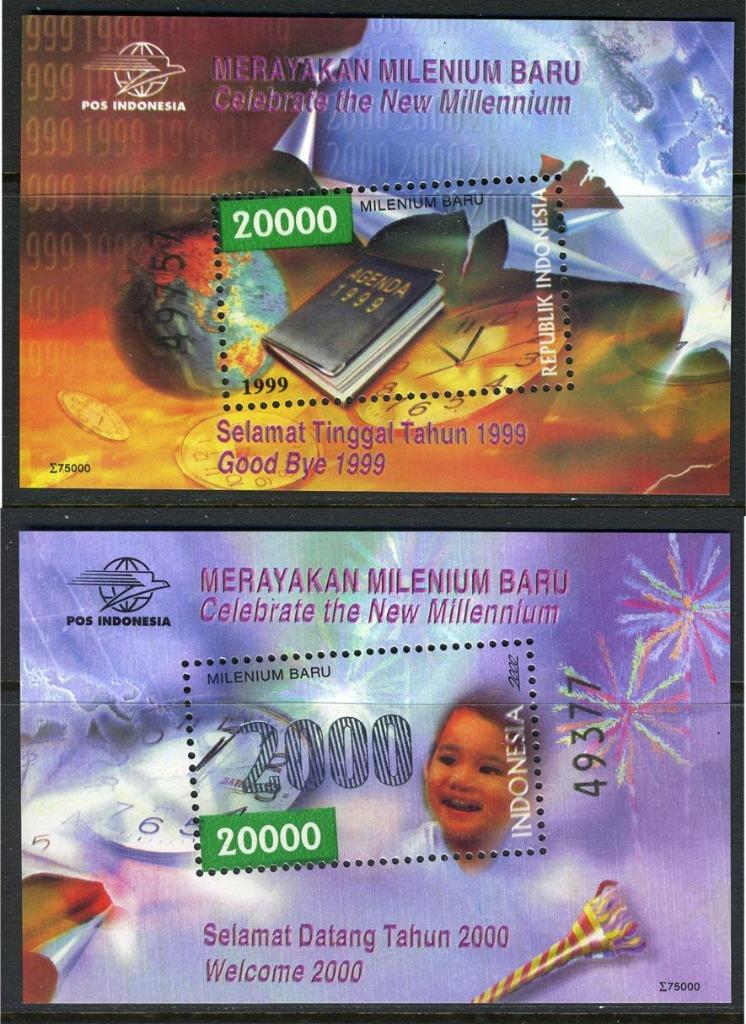 INDONESIE: ZB 2028/2029 MNH Blok 174/175 2000 Millennium 200, Postzegels en Munten, Ophalen of Verzenden, Postfris, Zuidoost-Azië
