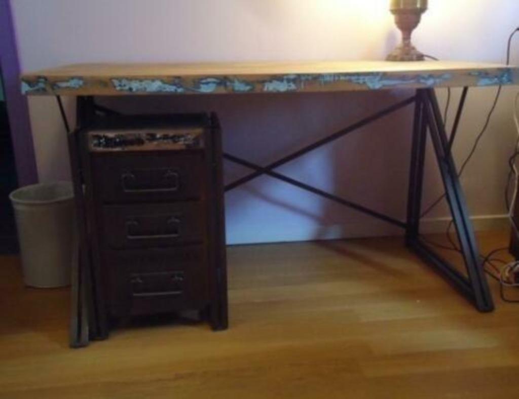 Mooi bureau met 3 laden patchworkstijl, Ophalen, Gebruikt
