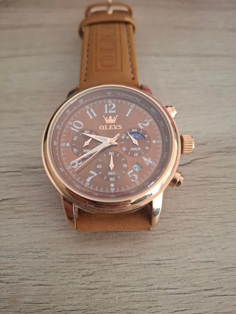 Horloge olevs, Overige merken, Leer, Polshorloge, Ophalen of Verzenden