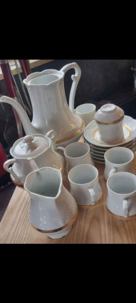 18-karaats vergulde koffieset + 10-pack koffieset, Antiek en Kunst, Antiek | Servies compleet, Ophalen