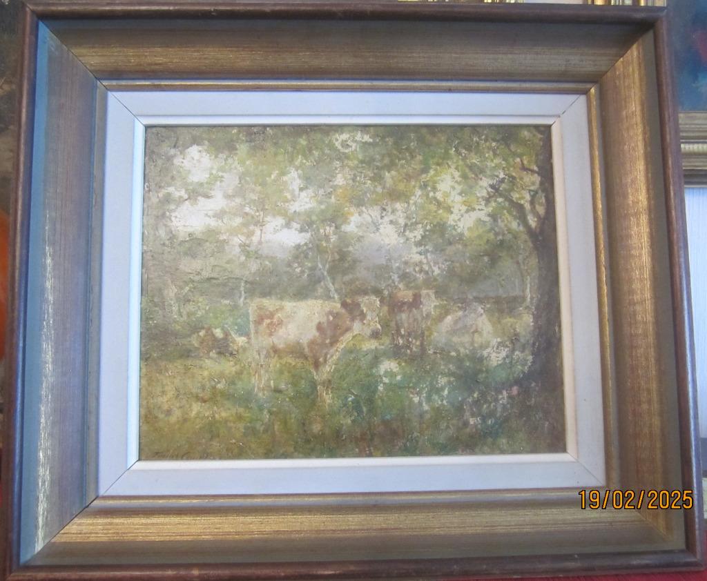 "Koeien in de wei" - Franz Courtens, Antiek en Kunst, Ophalen of Verzenden