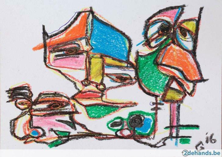 Georges de groot, oliepastel II, Antiek en Kunst