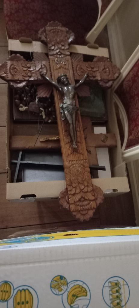 groot gebeeldhouwd kruis, Antiek en Kunst, Ophalen