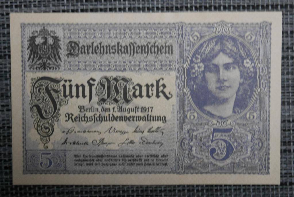 Billet 5 Mark Allemagne 1917 UNC, Timbres & Monnaies, Billets de banque | Europe | Euros, Enlèvement ou Envoi, Allemagne, Série