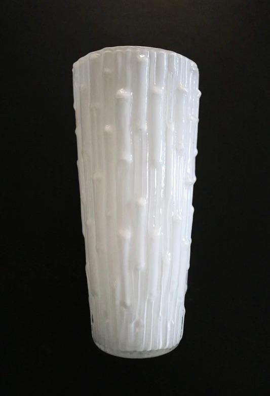 Vintage Italian glas Faux Bamboo vaas, Ophalen of Verzenden, Zo goed als nieuw, Wit, Glas