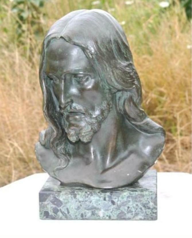 Tête du christ platre sur marbre signe G.Marton, Enlèvement ou Envoi