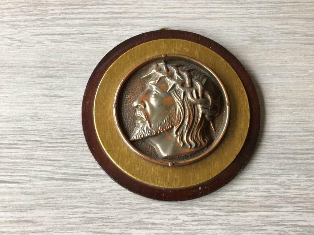 Assiette murale vintage avec Christ en cuivre, Enlèvement ou Envoi, Utilisé