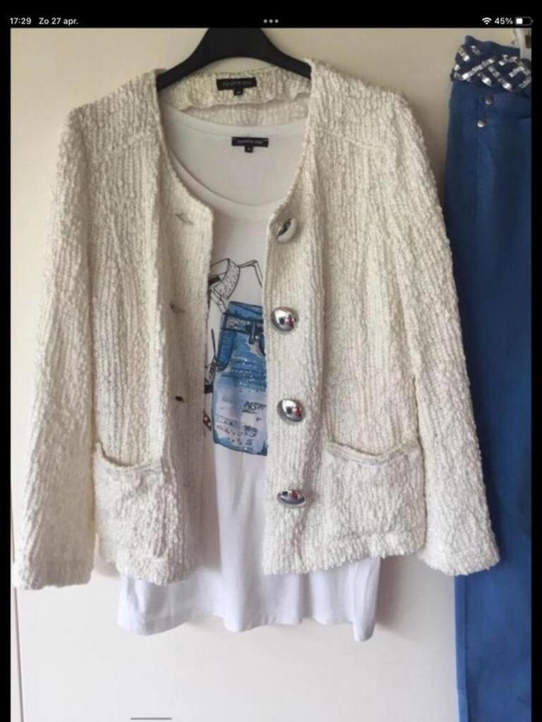 Caroline Biss tshirt met jasje 36, Wit, Ophalen of Verzenden, Zo goed als nieuw, Korte mouw