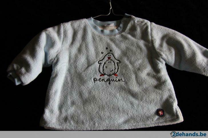Pull polaire bleu clair avec pingouin, 1 an, MET, Garçon ou Fille, Enlèvement ou Envoi, Pull ou Veste