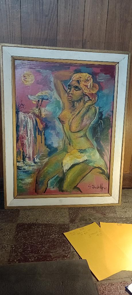 Peinture toile,nu africain congo,Gustave Alhadeff,75x95,n627, Antiquités & Art, Art | Peinture | Classique, Enlèvement