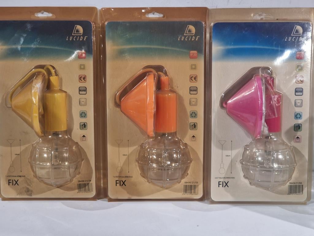 Set van 3 hanglampen , geel , oranje en rose . New old stock, Ophalen of Verzenden, Huis en Inrichting