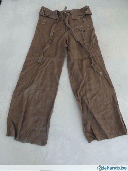 Leuke bruine linnen broek, maat 8J/128, Gebruikt, Meisje, Broek
