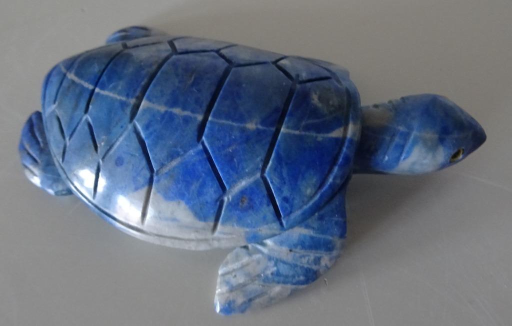 Tortue en lapis-lazuli, Collections, Collections Animaux, Enlèvement ou Envoi, Comme neuf, Reptile ou Amphibien, Autres types