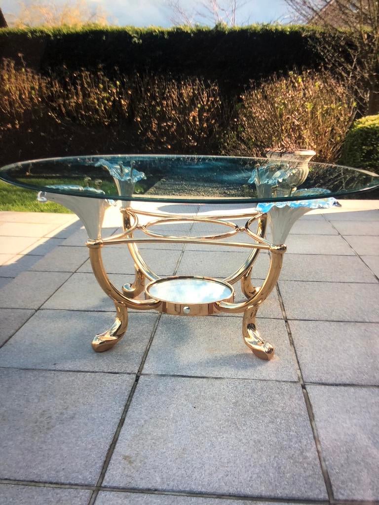 Salontafel FLOREAL verzilverd en verguld, Enlèvement, Comme neuf, Verre