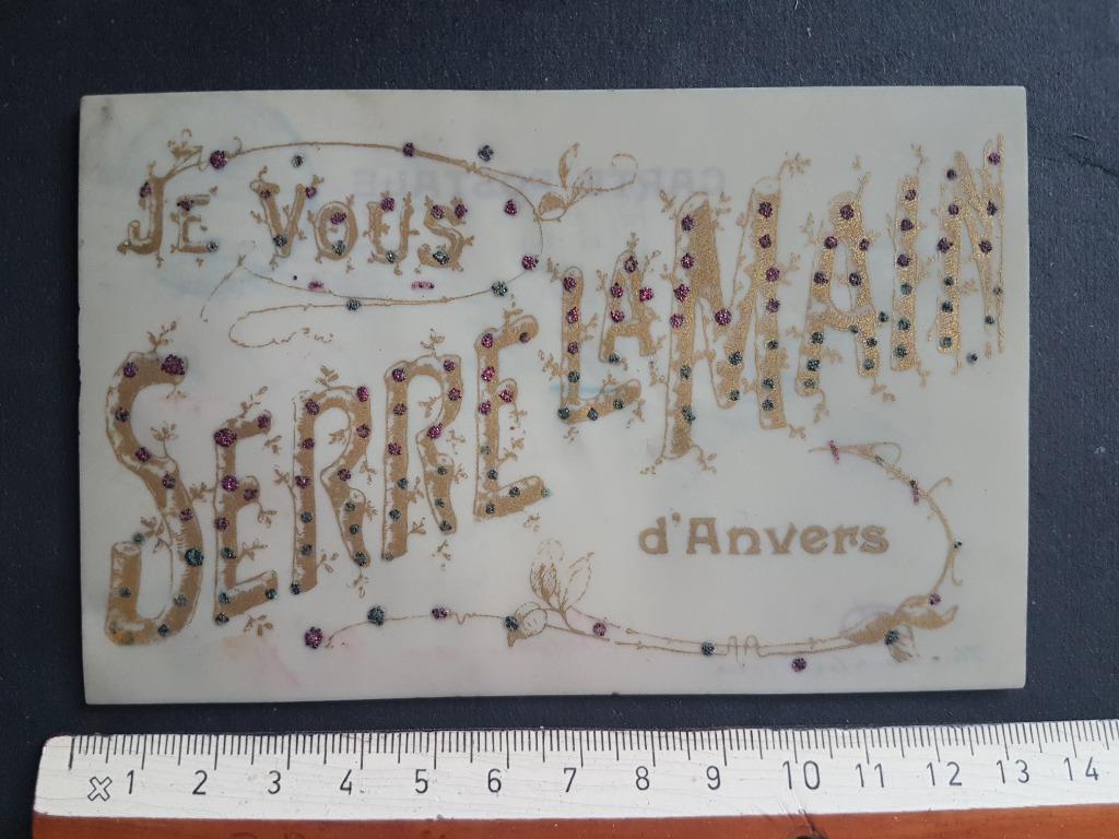 Postkaart Antwerpen Je vous Serre la main d'Anvers, Verzenden, Voor 1920, Gelopen, Antwerpen