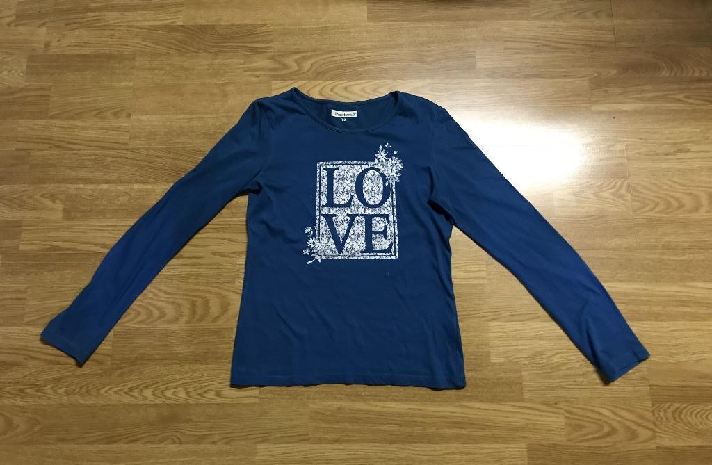 Leuke blauwe T-shirt met lange mouwen meisjes 12 jaar, Kinderen en Baby's, Gebruikt, Inextenso, Shirt of Longsleeve, Verzenden