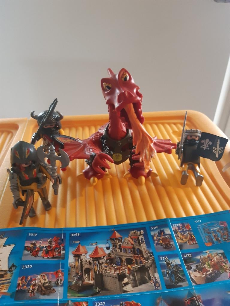 Playmobil draak en 3 ridders, Ophalen, Zo goed als nieuw, Complete set
