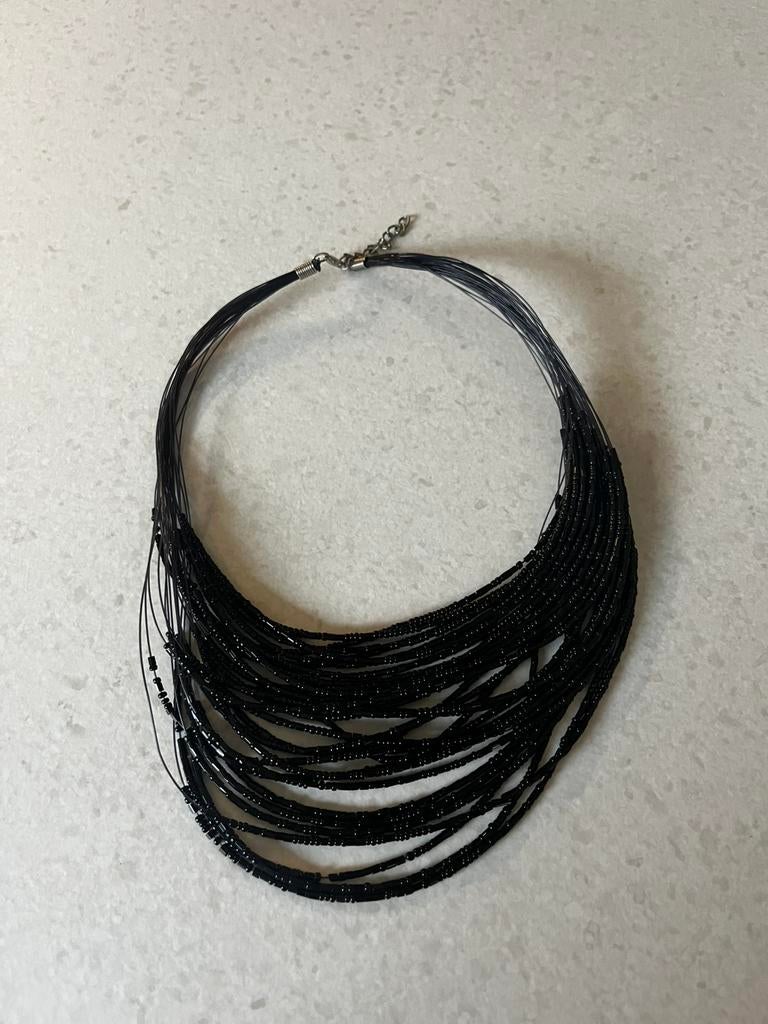 Collier de perles multicouches noir, Enlèvement ou Envoi, Neuf, Noir