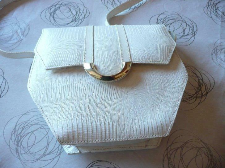 Vintage witte, lederen handtas, Utilisé, Blanc
