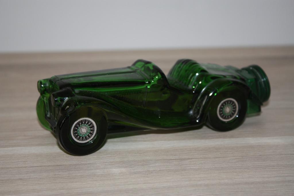 Oude volle , Glazen Avon reukfles , Auto , licht groen ,17cm, Ophalen of Verzenden, Gebruikt, Parfumfles, Gevuld