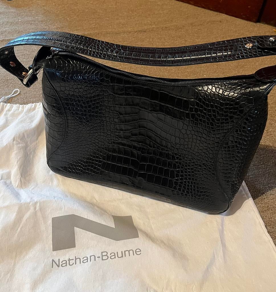 Nathan Baume, schoudertas, Handtassen en Accessoires, Ophalen of Verzenden, Zo goed als nieuw, Zwart, Leer