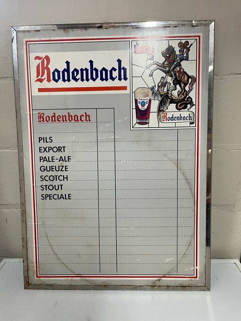 Rodenbach prijslijst karton 1970 ( 55 op 40 ), Collections, Marques & Objets publicitaires, Enlèvement ou Envoi, Comme neuf