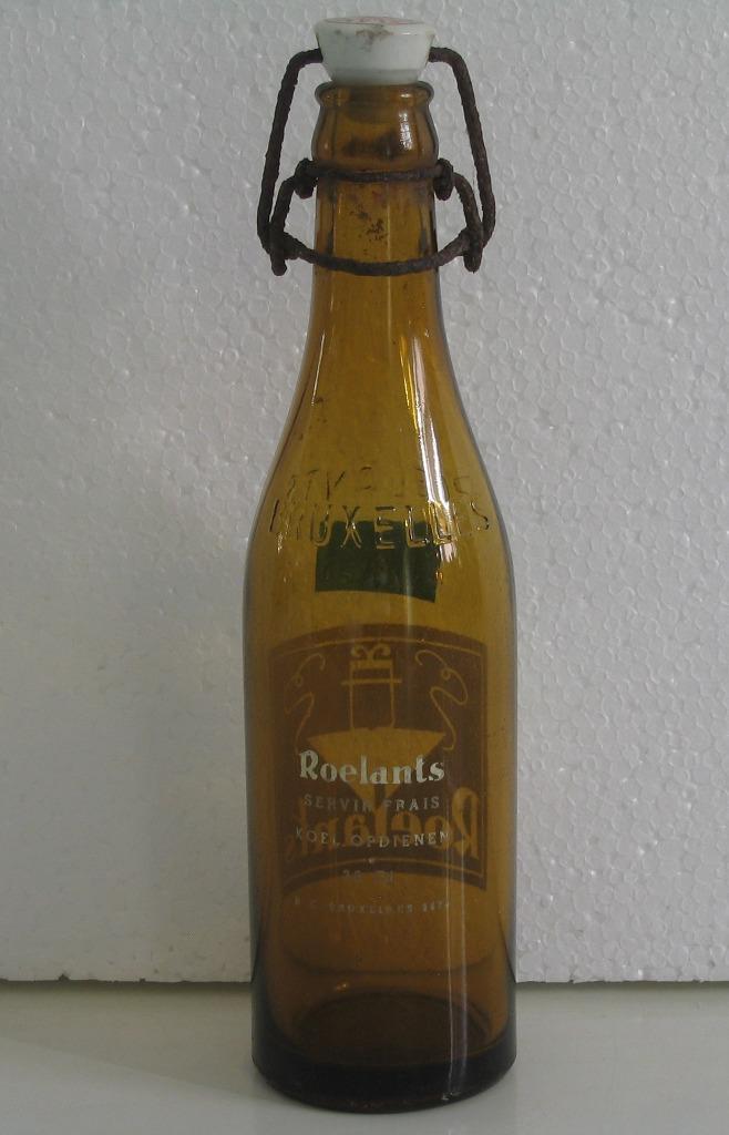 BIERFLES  ROELANTS - BRUXELLES (bruin)  ( 32 ), Ophalen, Gebruikt, Flesje(s), Overige merken