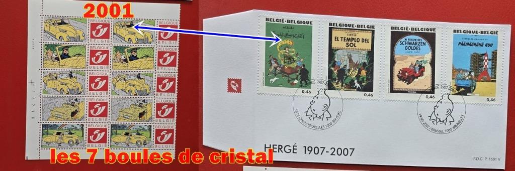 2001-   10 x 1.63 € tarif 2026  **TINTIN-7 B. CRISTAL+1 FDC, Collections, Enlèvement ou Envoi, Tintin