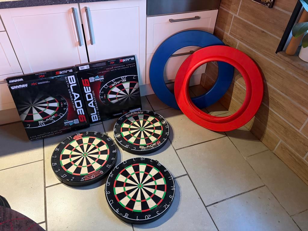 3 darts blokken met 2 ringen, Sport en Fitness, Darts, Ophalen, Gebruikt, Dartbord, Soft tip