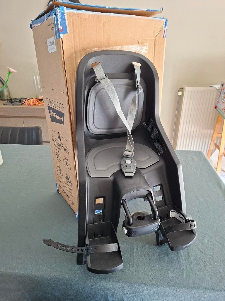 Polisport fietszitje voorraan, Siège avant, 0 à 18 kg, Repose-pieds, Comme neuf