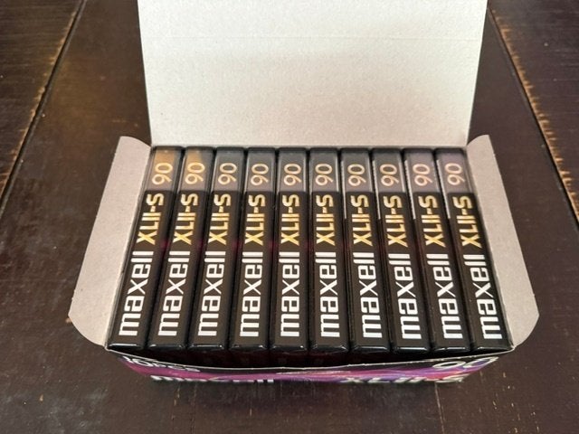 10 pack Maxell XLII-S 90, Ophalen, 2 t/m 25 bandjes, Met bewaardoos, rek of koffer, Nieuw in verpakking