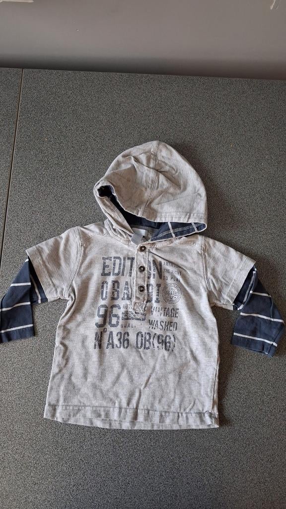 Longsleeve met kap Obaibi maat 80, Kinderen en Baby's, Ophalen of Verzenden, Zo goed als nieuw, Jongetje, Shirtje of Longsleeve