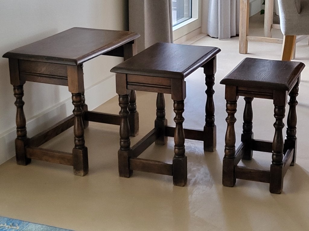 bijzettafels in massieve eik, Minder dan 55 cm, Gebruikt, Klassiek, Rechthoekig