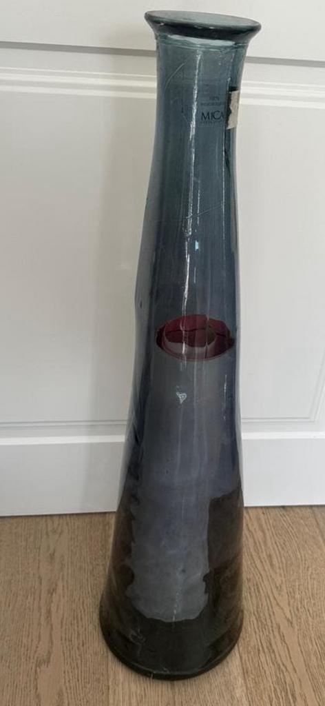 Zware kwalitatieve vaas - merk Mica - 79cm hoog, Ophalen, Blauw, 75 cm of meer, Glas